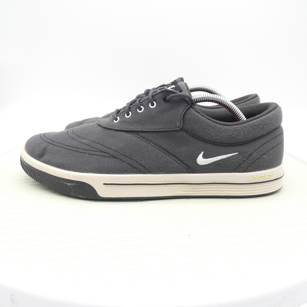 Nike Men's Charcoal Canvas Sneakers with White Swoosh